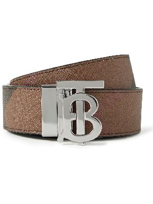 Burberry - 3.5cm Reversible Checked E-Canvas and Leather Belt