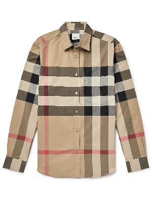 Burberry - Slim-Fit Checked Cotton-Blend Poplin Shirt