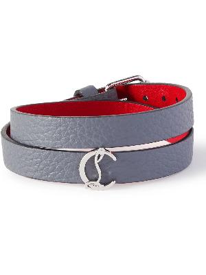 Christian Louboutin - Silver-Tone and Full-Grain Leather Wrap Bracelet