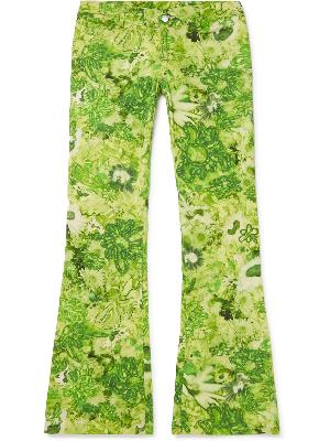 Collina Strada - Puddle Slim-Fit Flared Floral-Print Cotton-Twill Trousers