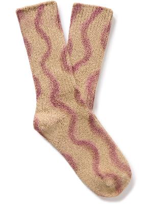 Collina Strada - Ribbed Striped Cotton-Blend Socks