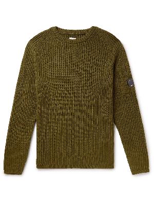 C.P. Company - Slim-Fit Logo-Appliquéd Ribbed Wool-Blend Sweater