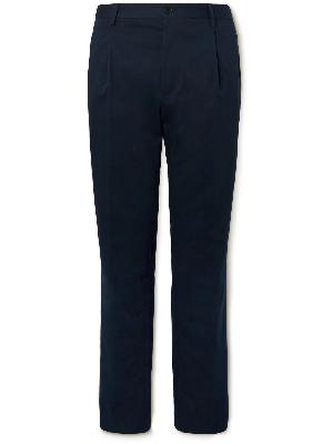Etro - Slim-Fit Pleated Stretch-Cotton Twill Trousers