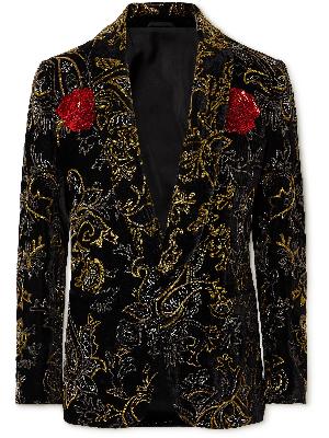 Etro - Metallic Embroidered Velvet Tuxedo Jacket