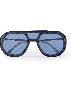 Fendi - Aviator-Style Logo-Print Silver-Tone and Acetate Sunglasses