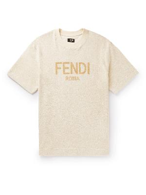 Fendi - Logo-Print Cotton-Blend Terry T-Shirt