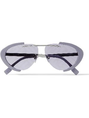 Fendi - Oval-Frame Silver-Tone and Acetate Sunglasses