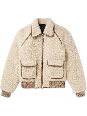 Fendi - Slim-Fit Leather-Trimmed Alpaca and Wool-Blend Shearling Blouson Jacket
