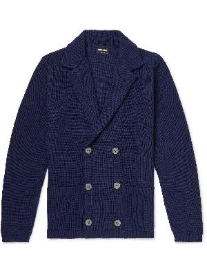 Giorgio Armani - Slim-Fit Double-Breasted Ribbed Wool and Cotton-Blend Cardigan