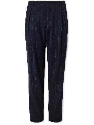 Giorgio Armani - Straight-Leg Pleated Pinstriped Virgin Wool-Blend Seersucker Suit Trousers