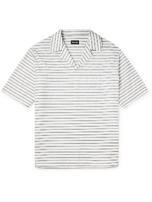 Giorgio Armani - Camp-Collar Striped Cotton Polo Shirt