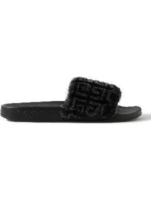 Givenchy - Printed Shearling and Rubber Slides
