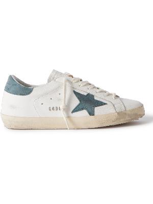 Golden Goose - Superstar Distressed Suede-Trimmed Full-Grain Leather Sneakers