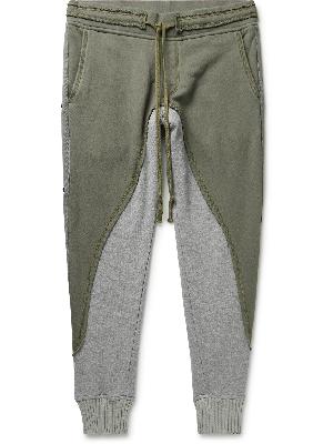 Greg Lauren - 50/50 Slim-Fit Tapered Distressed Panelled Cotton-Jersey Sweatpants