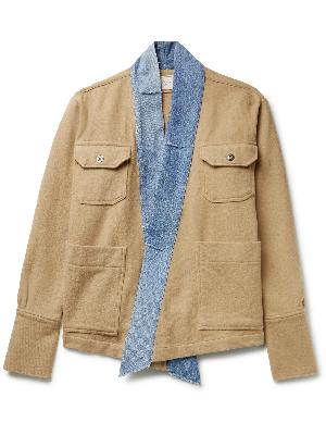 Greg Lauren - GL1 Shawl-Collar Denim-Trimmed Wool and Cotton-Blend Twill Jacket