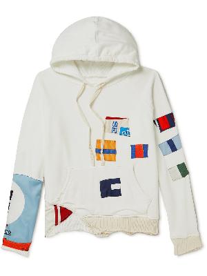 Greg Lauren - Distressed Patchwork Upcycled Cotton-Blend Jersey, Canvas and Twill Hoodie