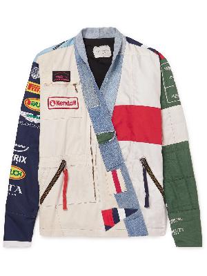 Greg Lauren - Shawl-Collar Patchwork Upcycled Canvas, Twill and Denim Jacket