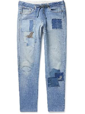 Greg Lauren - Slim-Fit Distressed Patchwork Drawstring Jeans