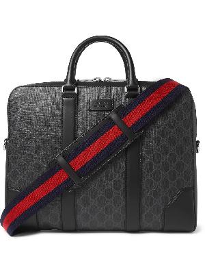 GUCCI - Leather-Trimmed Monogrammed Coated-Canvas Briefcase