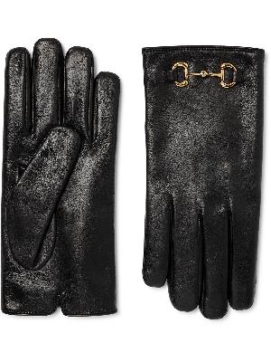 GUCCI - Horsebit Cashmere-Lined Leather Gloves