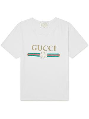 GUCCI - Distressed Printed Cotton-Jersey T-Shirt