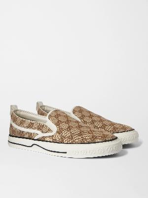 GUCCI - Tennis 1977 Monogrammed Canvas Slip-On Sneakers