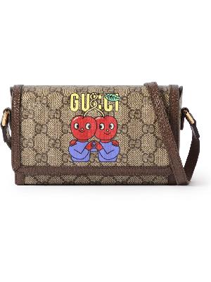 GUCCI - Mini Leather-Trimmed Printed Monogrammed Coated-Canvas Messenger Bag