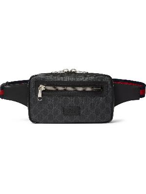 GUCCI - Leather-Trimmed Monogrammed Coated-Canvas Belt Bag