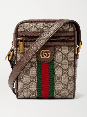 GUCCI - Ophidia Mini Leather-Trimmed Monogrammed Coated-Canvas Messenger Bag