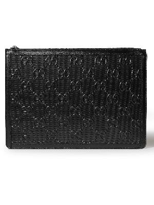 GUCCI - Logo-Embossed Perforated Leather Pouch