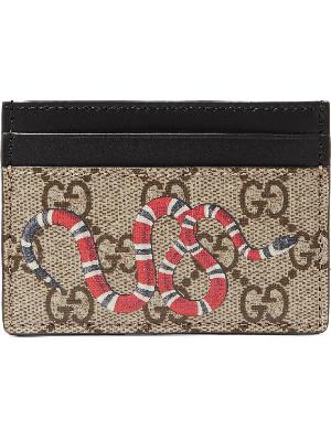 GUCCI - Printed Monogrammed Coated-Canvas and Leather Cardholder