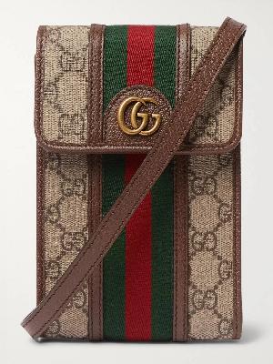 GUCCI - Ophidia Grosgrain and Leather-Trimmed Monogrammed Coated-Canvas Messenger Bag