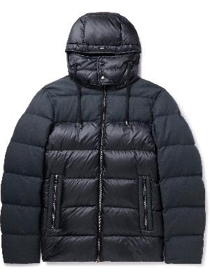 Herno - Quilted Wool-Blend and Shell Hooded Down Jacket