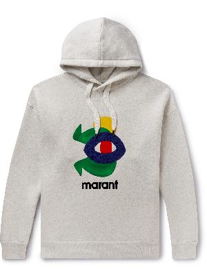 Isabel Marant - Wilanz Oversized Appliquéd Logo-Flocked Cotton-Blend Jersey Hoodie