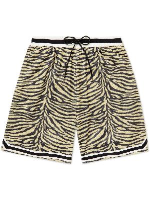 John Elliott - Marty Wide-Leg Zebra-Print Mesh Drawstring Shorts
