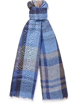 Loro Piana - Fringed Checked Linen, Wool and Silk-Blend Scarf