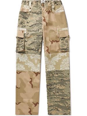 Marine Serre - Wide-Leg Patchwork Cotton-Ripstop and Jacquard Cargo Trousers