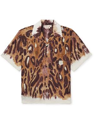 Marni - Convertible-Collar Leopard-Print Satin Shirt