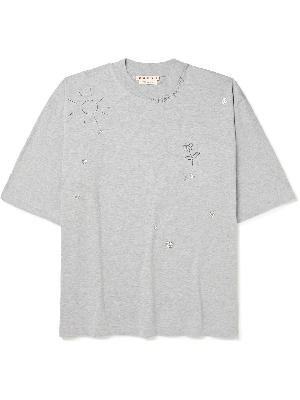 Marni - Bead-Embellished Embroidered Cotton-Jersey T-Shirt