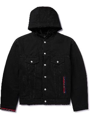 Mastermind World - Logo-Embroidered Faux Shearling-Lined Denim Hooded Jacket