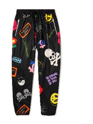 Mastermind World - Tapered Printed Shell-Trimmed Fleece Sweatpants