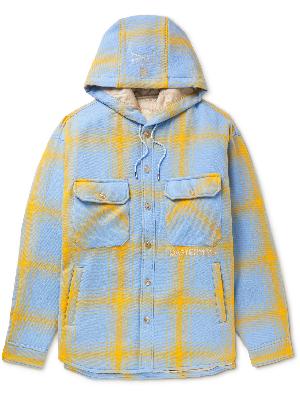 Mastermind World - Checked Padded Cashmere-Twill Hooded Jacket