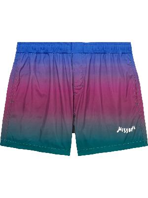 Missoni - Straight-Leg Mid-Length Logo-Print Degradé Swim Shorts