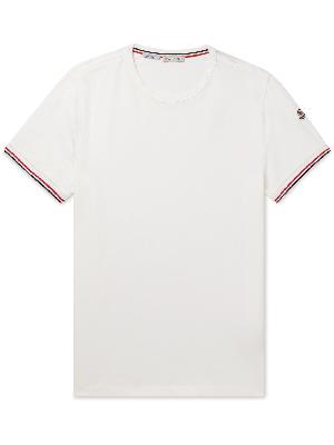 Moncler - Logo-Appliquéd Striped Stretch-Cotton Jersey T-Shirt