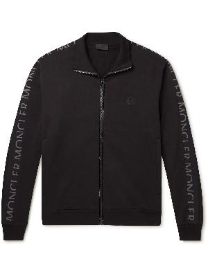 Moncler - Logo-Print Shell-Trimmed Cotton-Jersey Zip-Up Sweatshirt