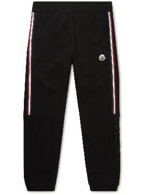 Moncler - Tapered Logo-Appliquéd Striped Cotton-Jersey Sweatpants