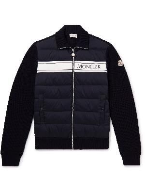 Moncler - Logo-Print Quilted Shell and Ribbed Wool Cardigan