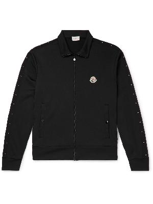 Moncler - Logo-Appliquéd Studded Grosgrain-Trimmed Jersey Zip-Up Sweatshirt