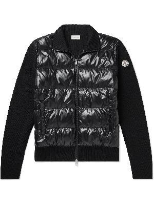 Moncler - Slim-Fit Ribbed Wool and Quilted Shell Down Hooded Zip-Up Cardigan