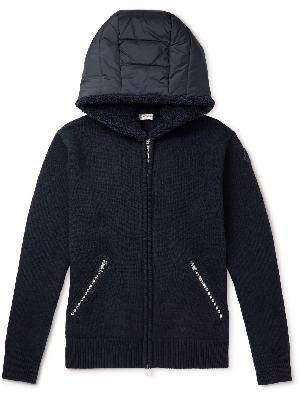 Moncler - Shell-Trimmed Wool Zip-Up Hooded Sweatshirt